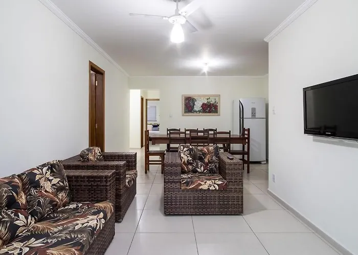 Apartamento com ar condicionado e Wi-fi, frente mar - 02 dormitórios - Edifício Luz do Sol Ubatuba